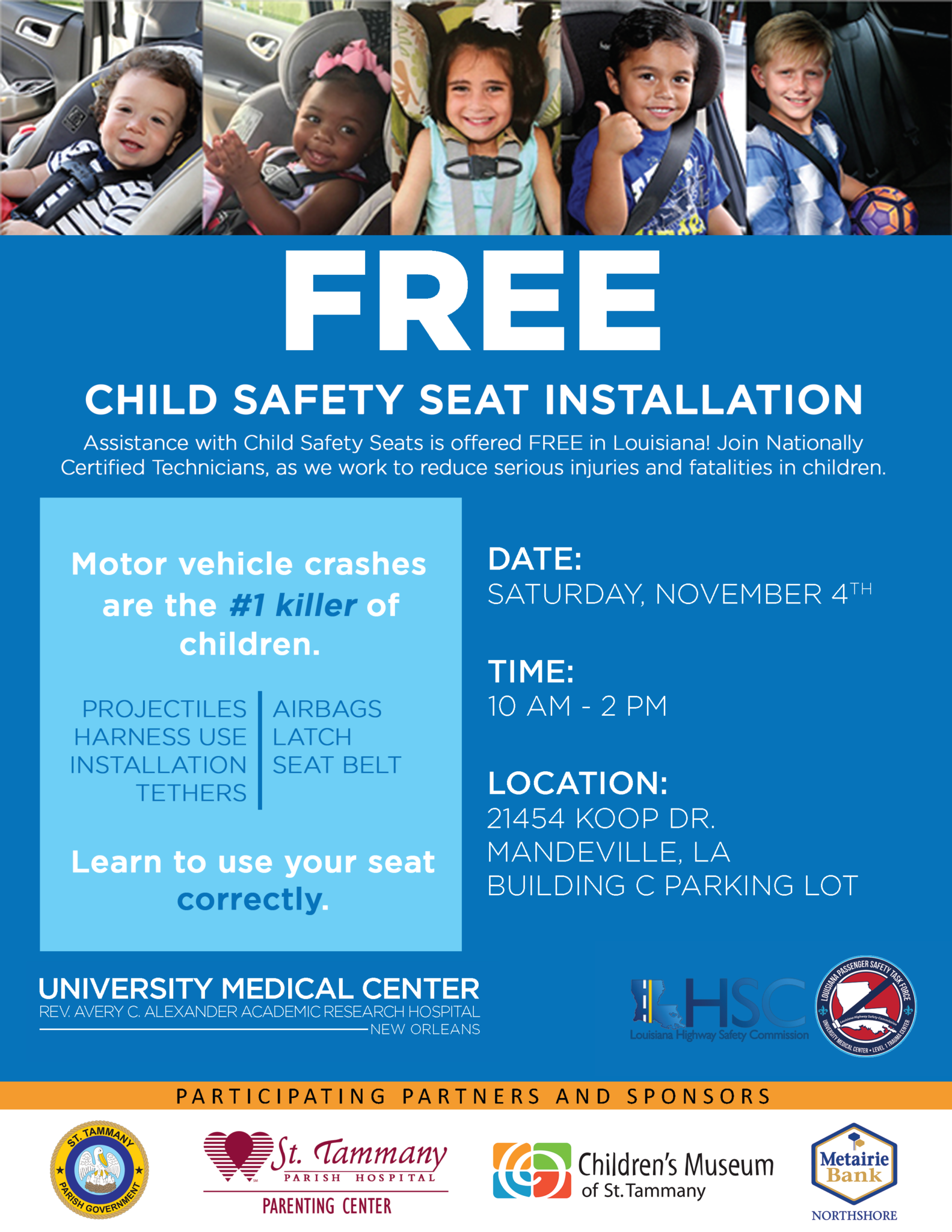 Free Child Safety Seat Installation Metairie Bank