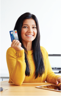 girl holding credit card