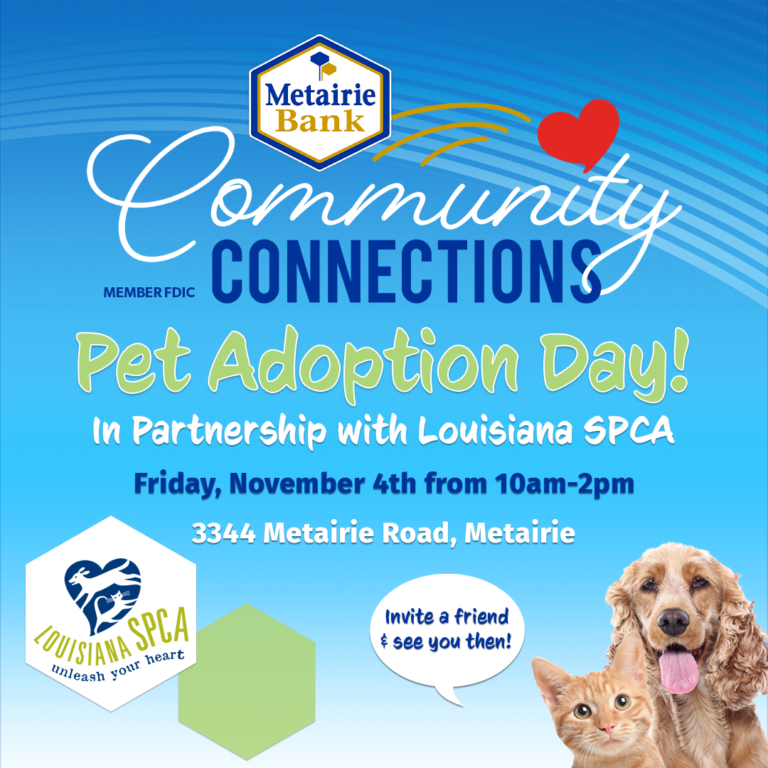 Pet Adoption Day with Louisiana SPCA! Metairie Bank